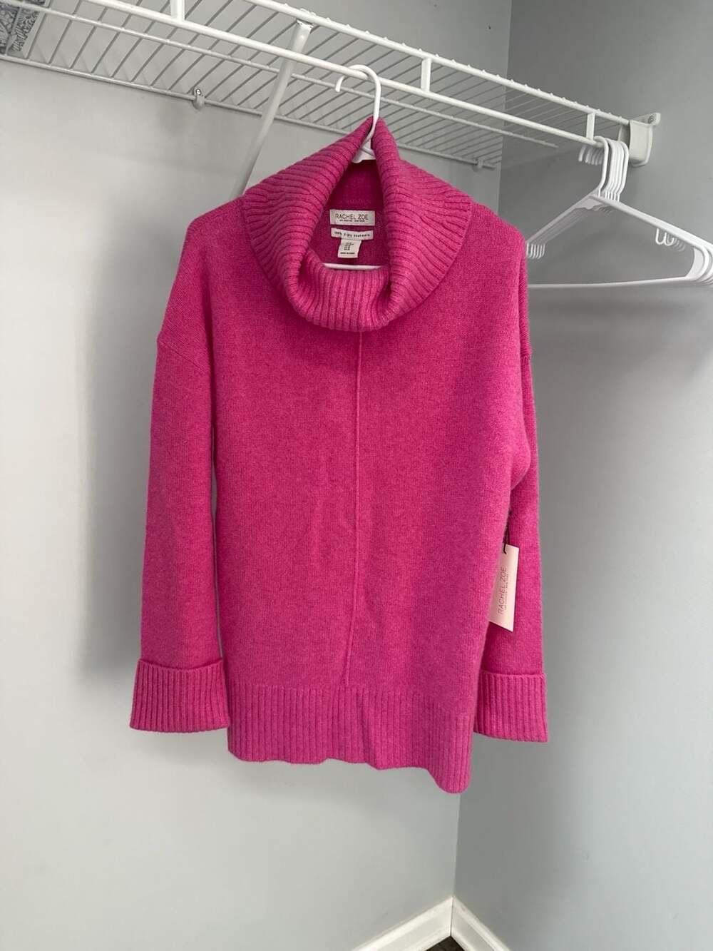 Rachel Zoe Pink 100% 2-Ply Cashmere Cowl Neck Sweater Size M
